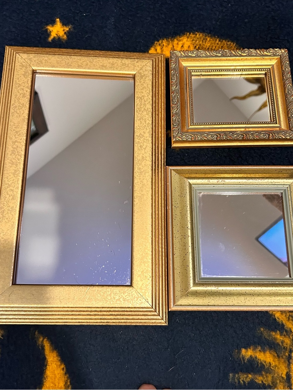 Vintage 90s Gold Gallery Wall Accent Mirrors Whimsigoth Witchy Decor Set of 3